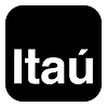 Logotipo institucional do Itaú em fundo preto.