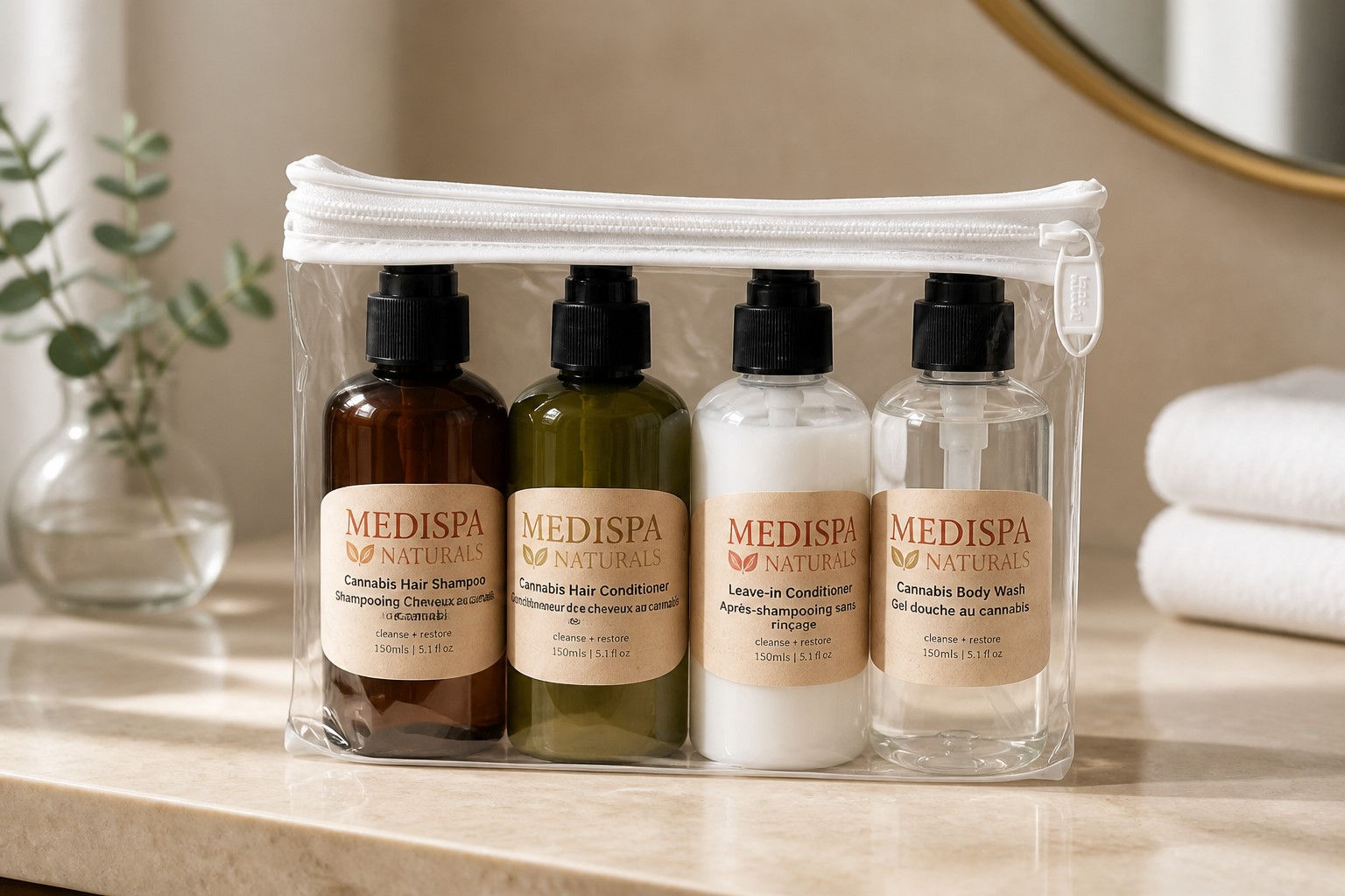 Cannabis Hair & Body Kit totes 4 x150ml Medispa Naturals