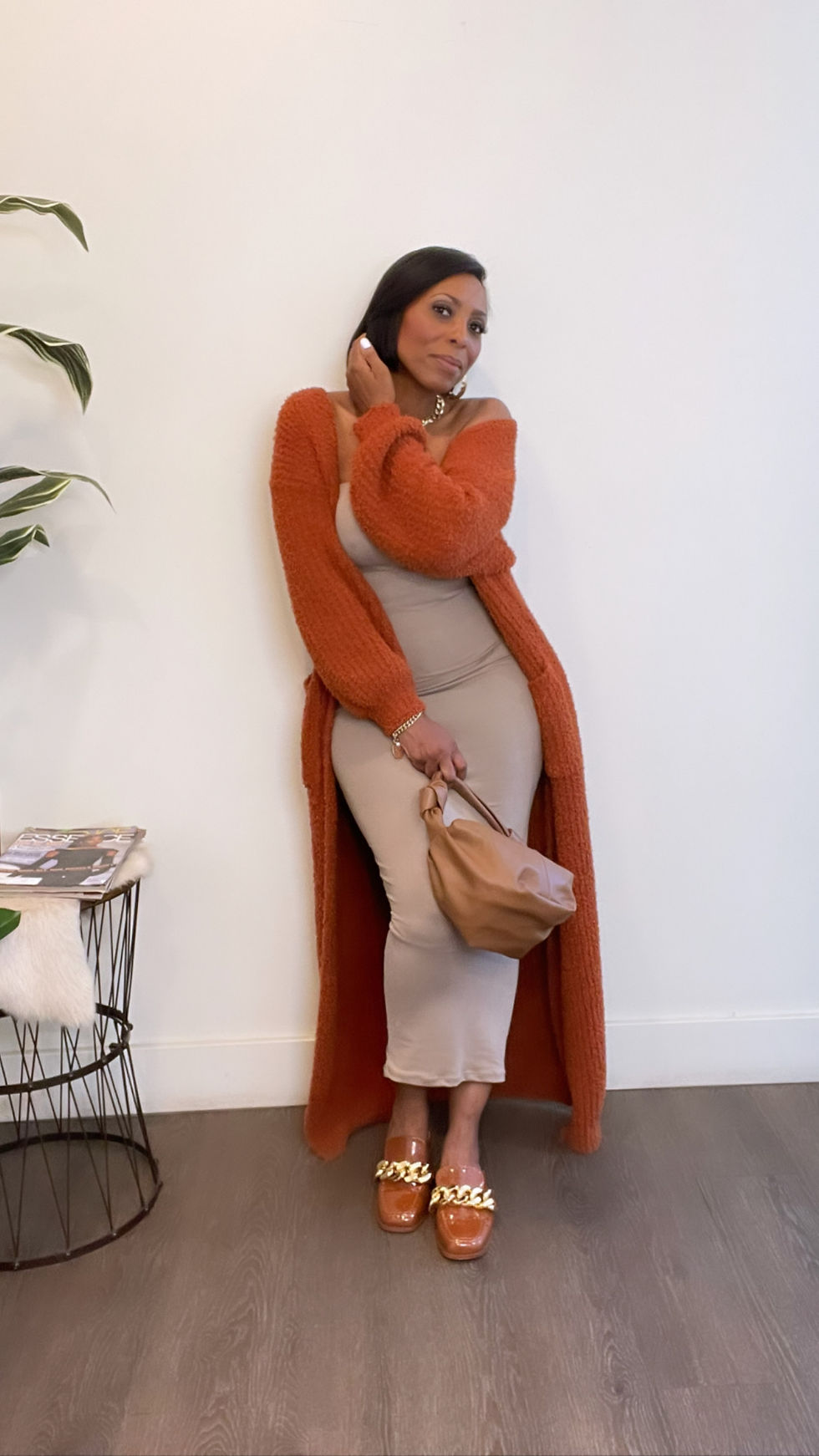 Thumbnail: Fuzzy Wuzzy Maxi Cardigan-Rust