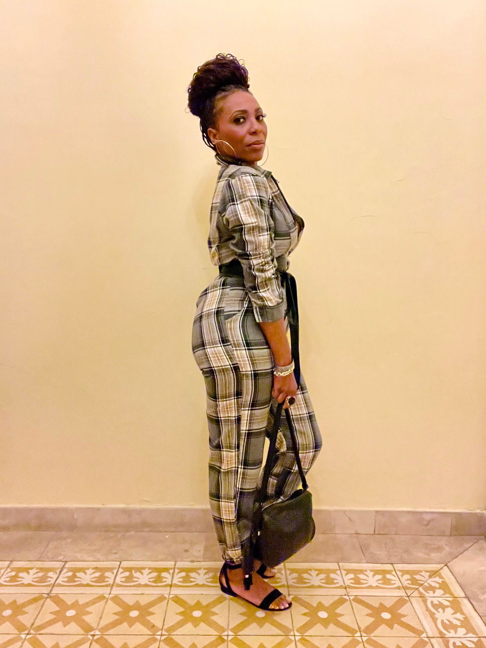 Thumbnail: Plaidly Cinched Waist Jumper