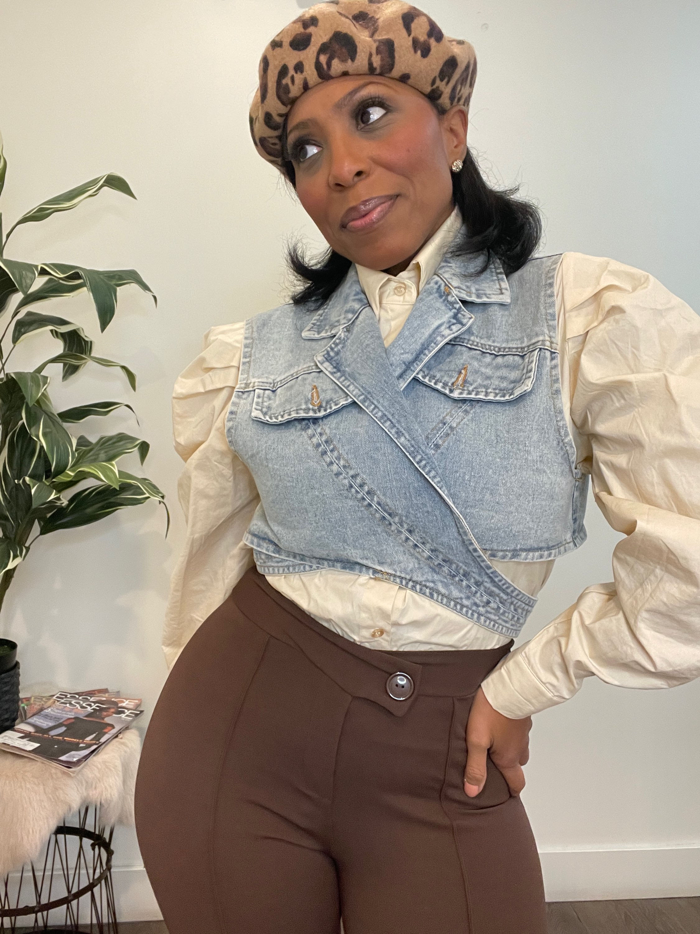 Cross Bawdy Denim Vest Set