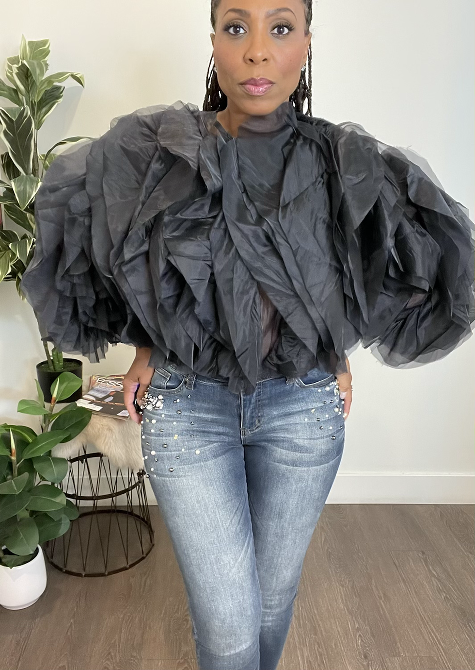 Thumbnail: Big Mood Fluffy Top-Black