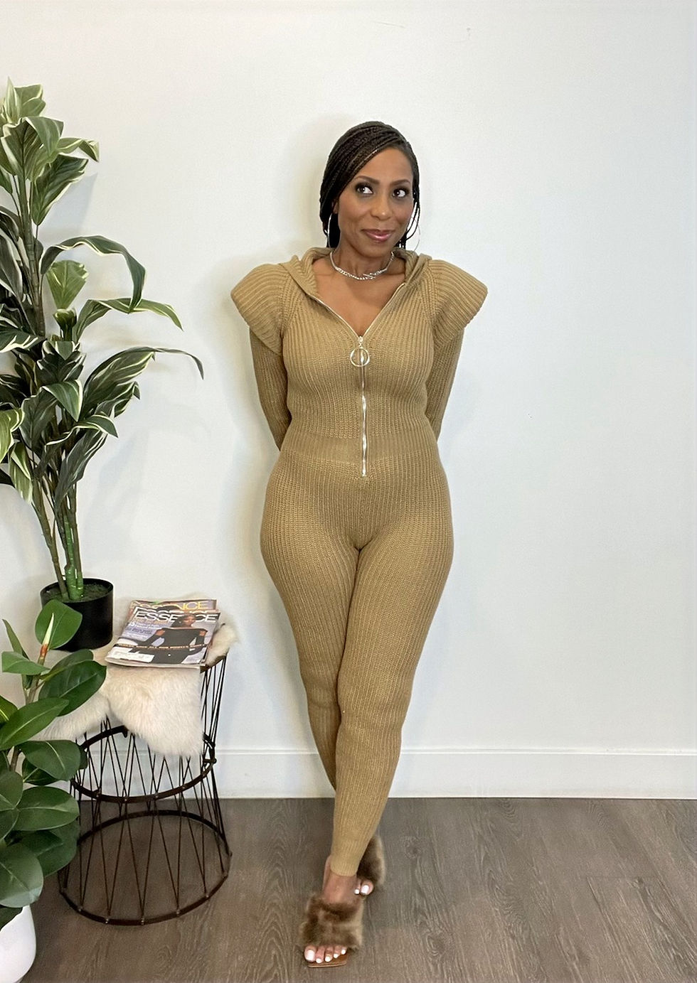 Thumbnail: Sweat Her All Over Jumpsuit-Tan
