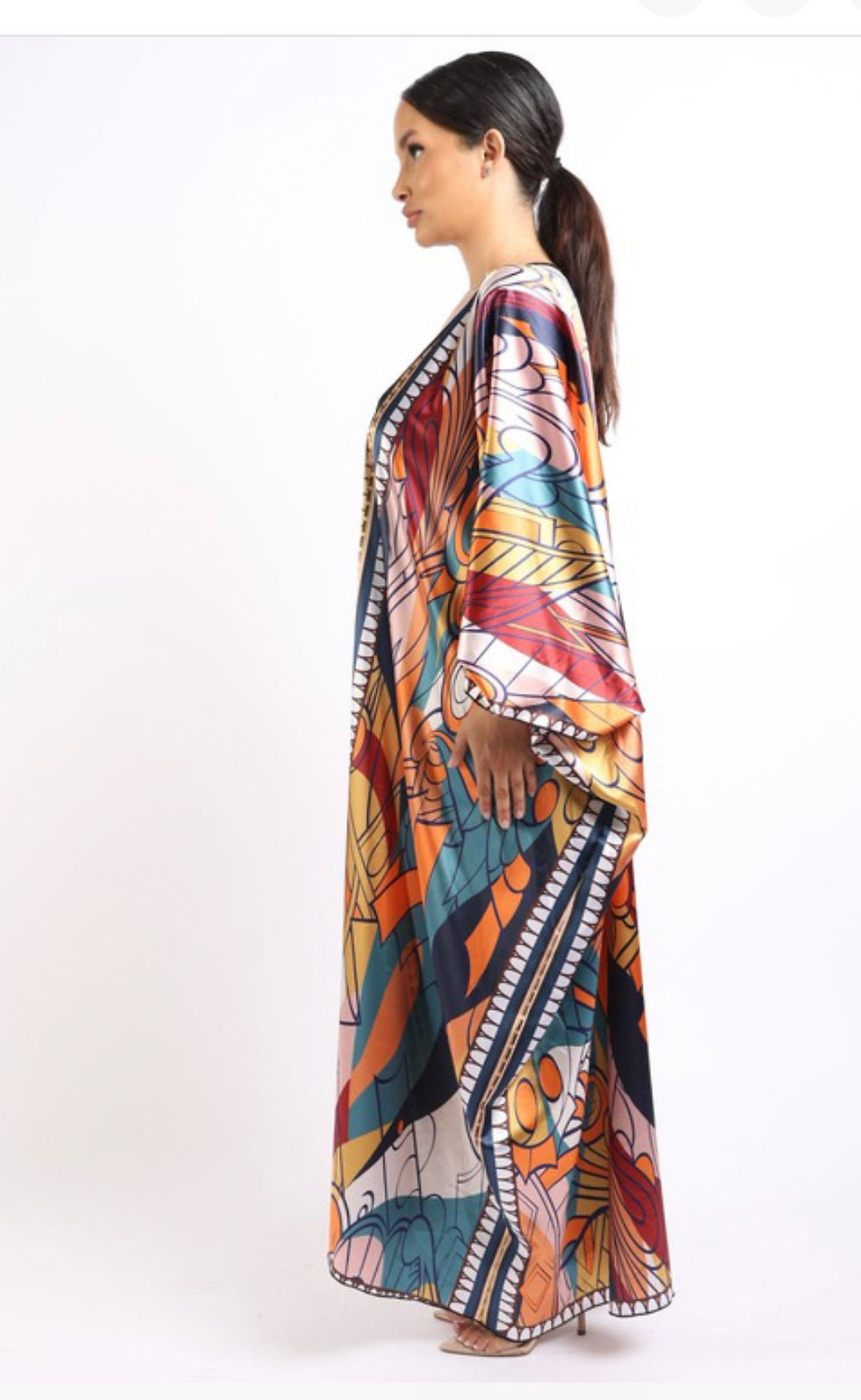 Thumbnail: Draped Lux Satin Kimono-Orange