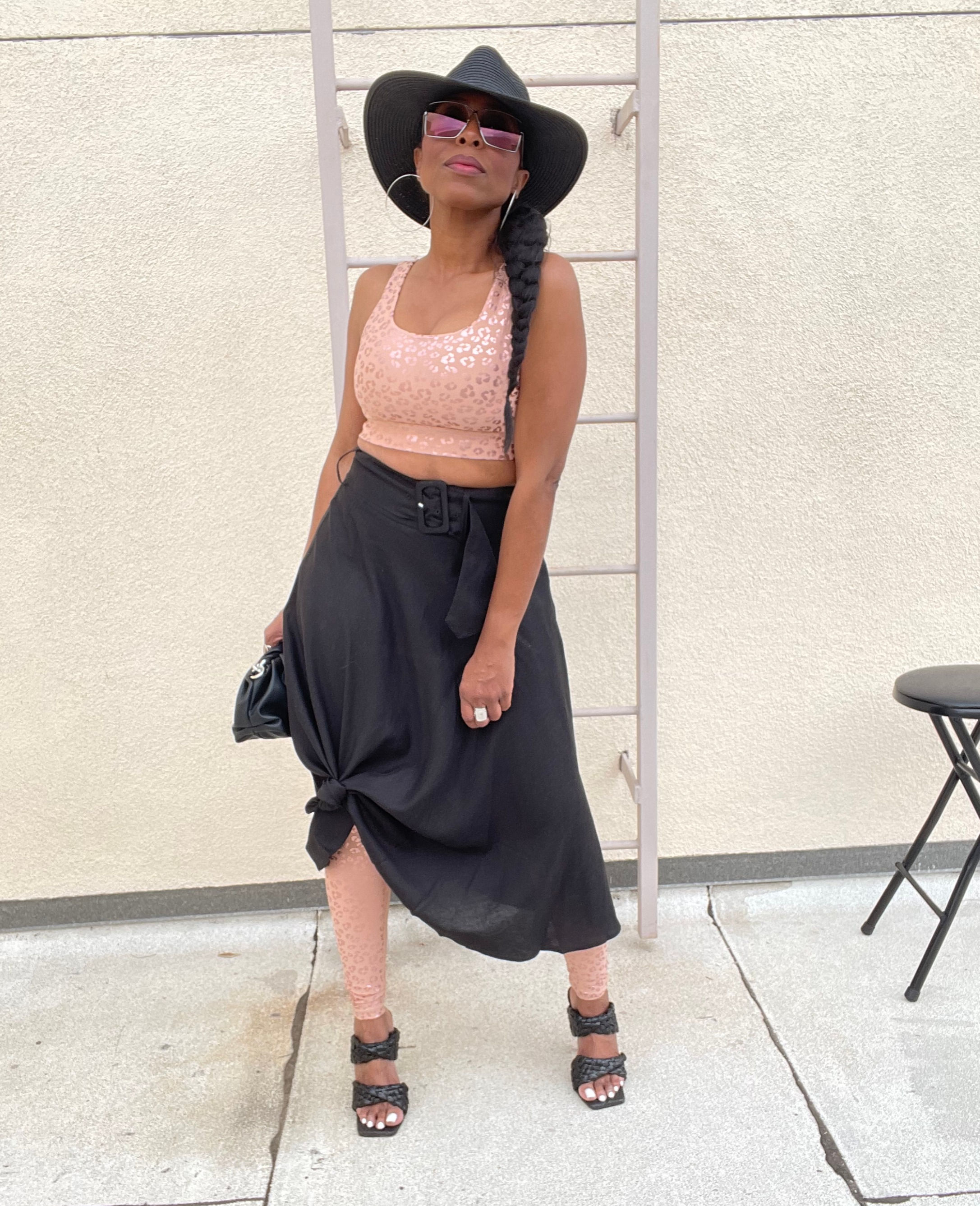 My Darling Flair Linen Skirt-Black