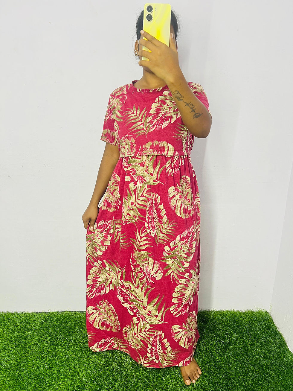 Red Colour Tropical Printed Zipless Maternity Wear