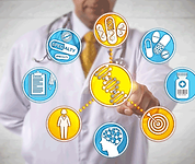 Photo of a doctor pointing at clinical study graphics