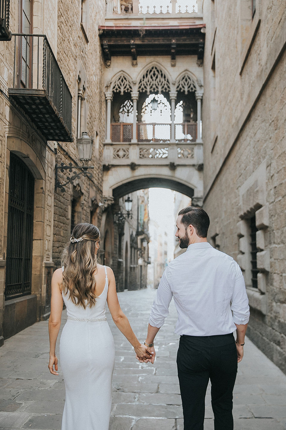 The Most Romantic Spot for Alexis & Christian's Barcelona Honeymoon at cathedral