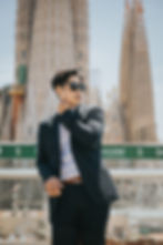 Close-up of the basilica’s towers from the rooftop bar, under soft twilight