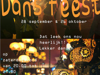 Dansfeest 28 september en 26 oktober