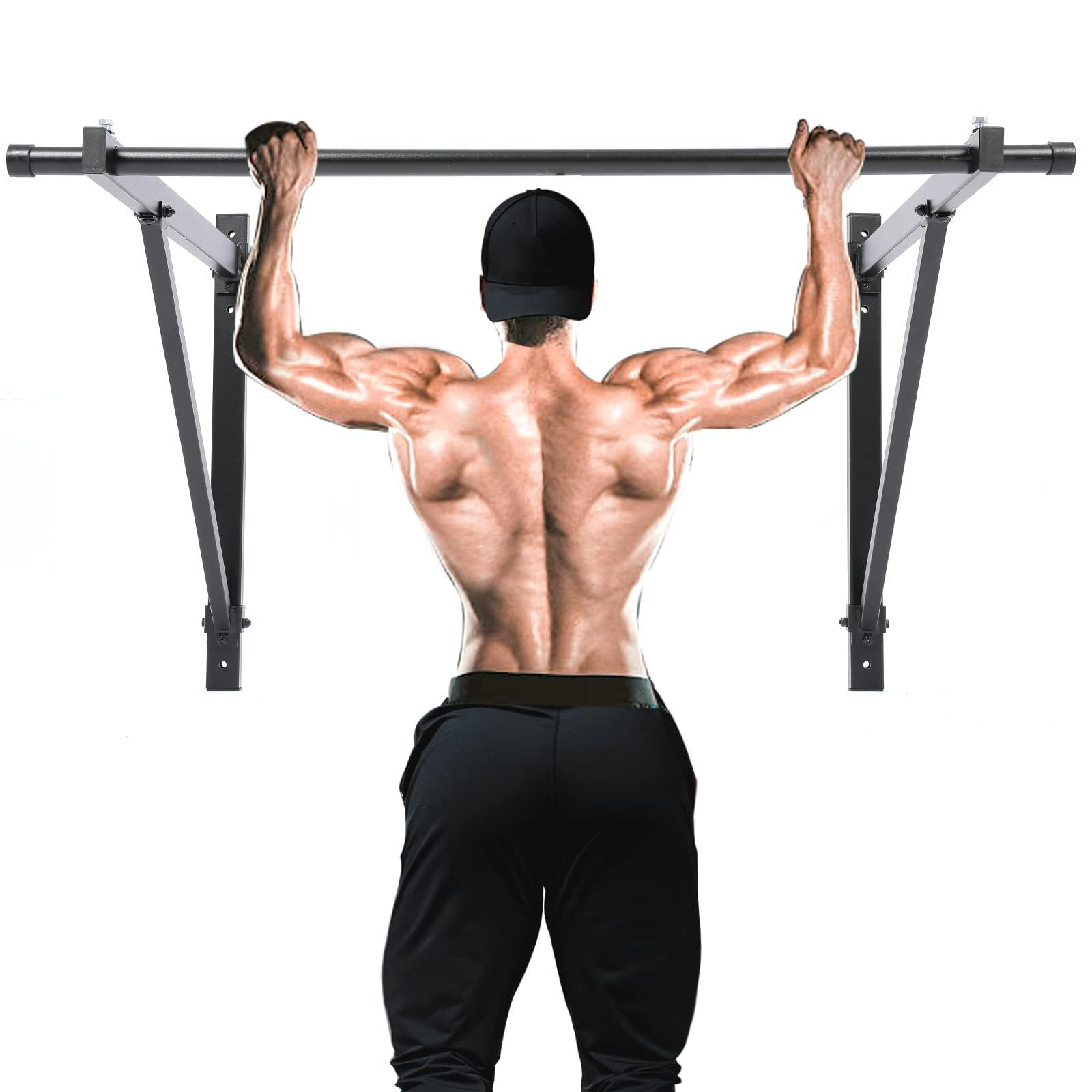 ECOTRIC 46" Wall Mounted Pull Up Chin Up Bar Heavy Duty Gym Workout Fitness Home