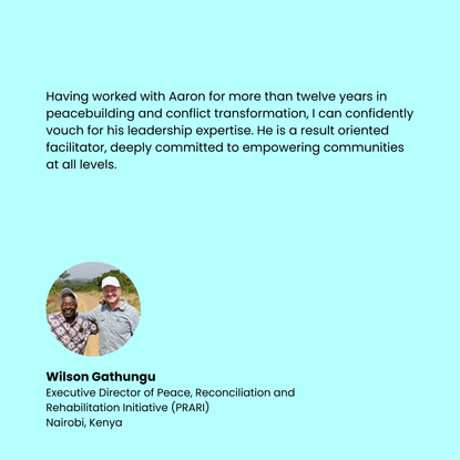 Wilson Gathungu testimonial for Aaron Tyler, PhD