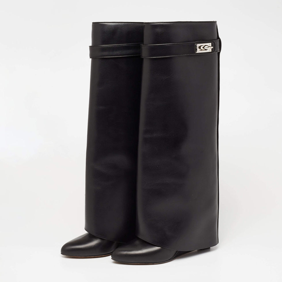 GIVENCHY Black fold-over shark lock knee boot