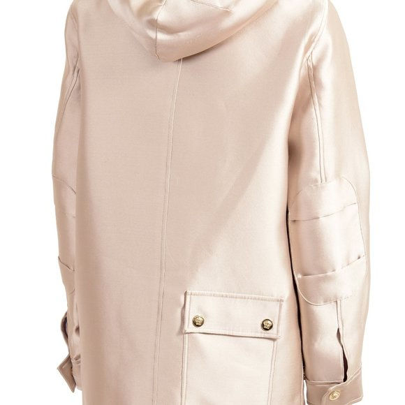 Thumbnail: Versace Full Zip Beige Silk Jacket Coat