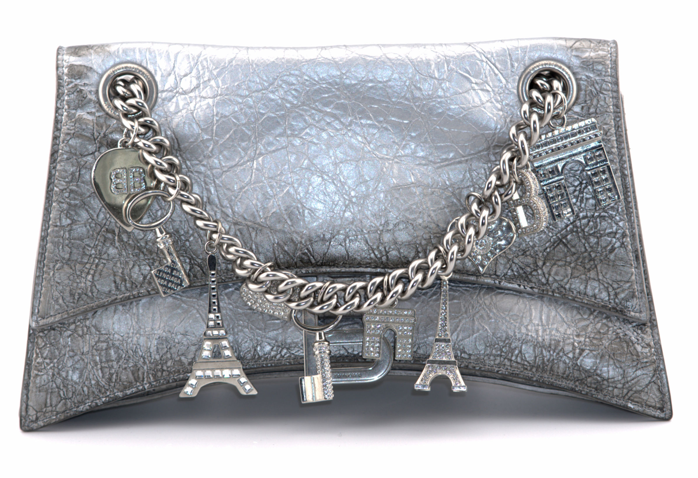 Balenciaga Crush Small Metallic Leather Shoulder Bag