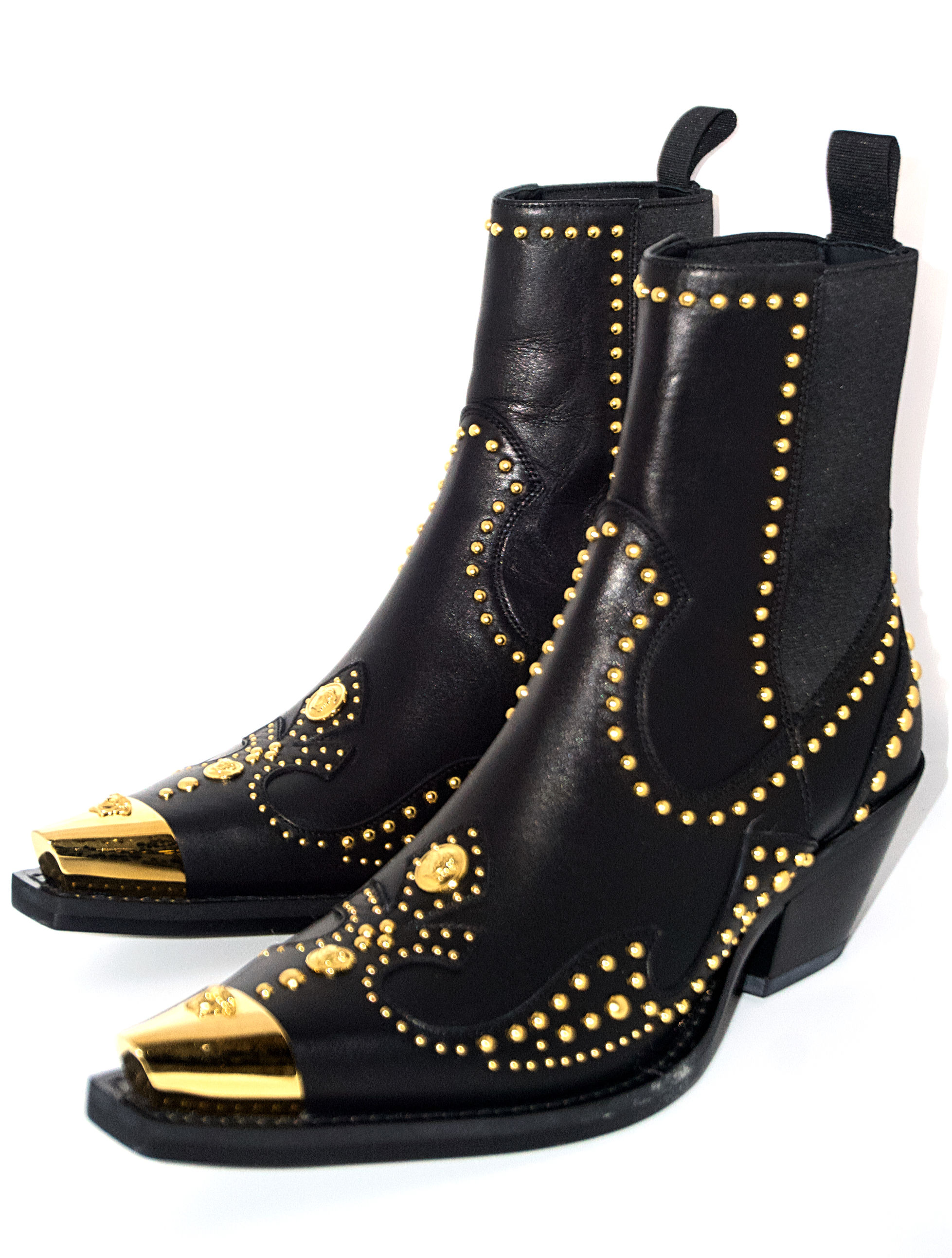 Versace Women’s Studded Leather Cowboy Ankle Boots