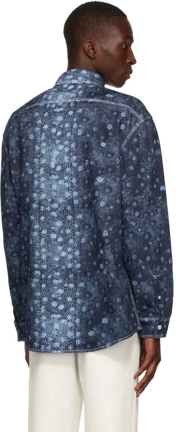 Thumbnail: Burberry Fish Scale Print Denim Snap Shirt