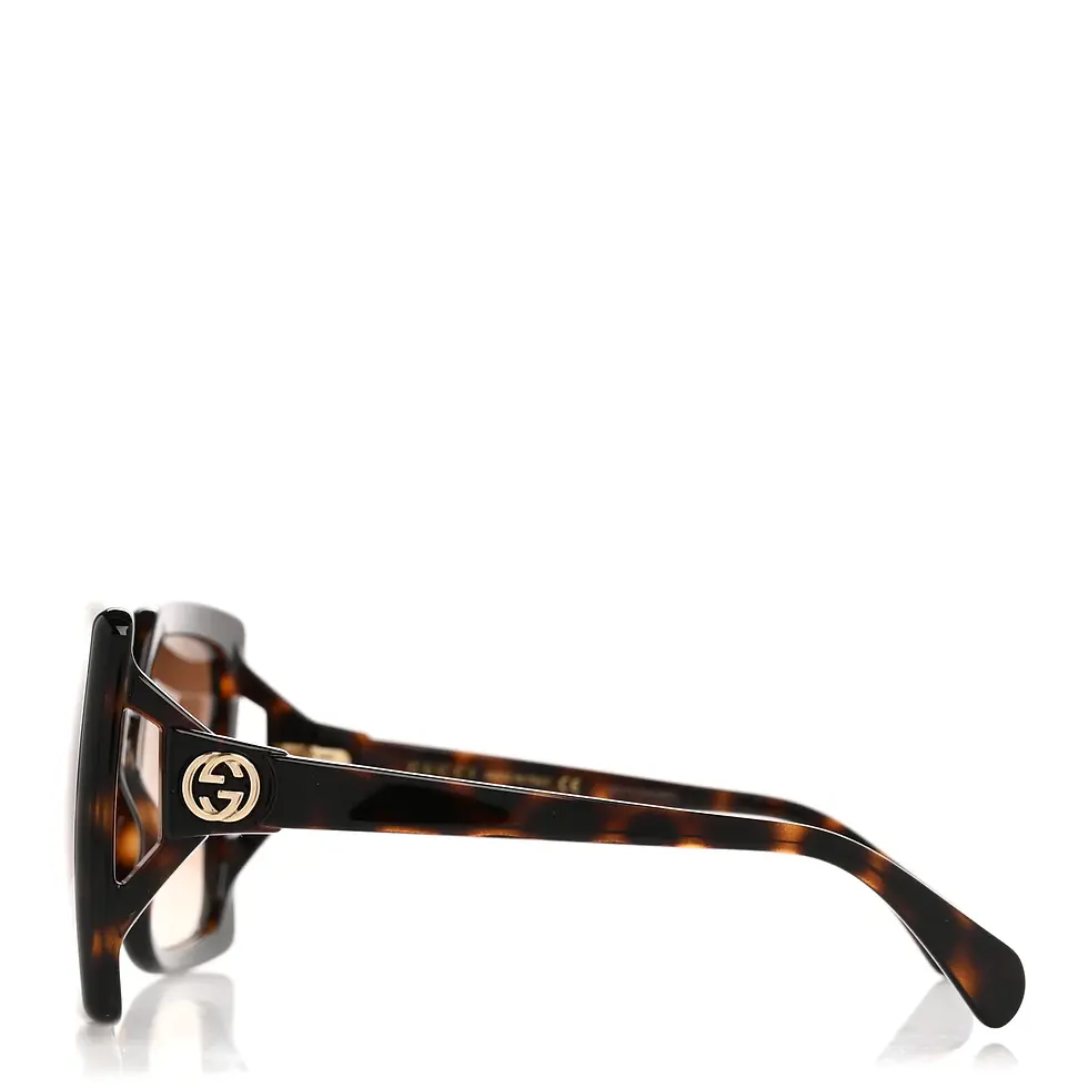 Thumbnail: Gucci Tortoise Acetate Square Frame Sunglasses
