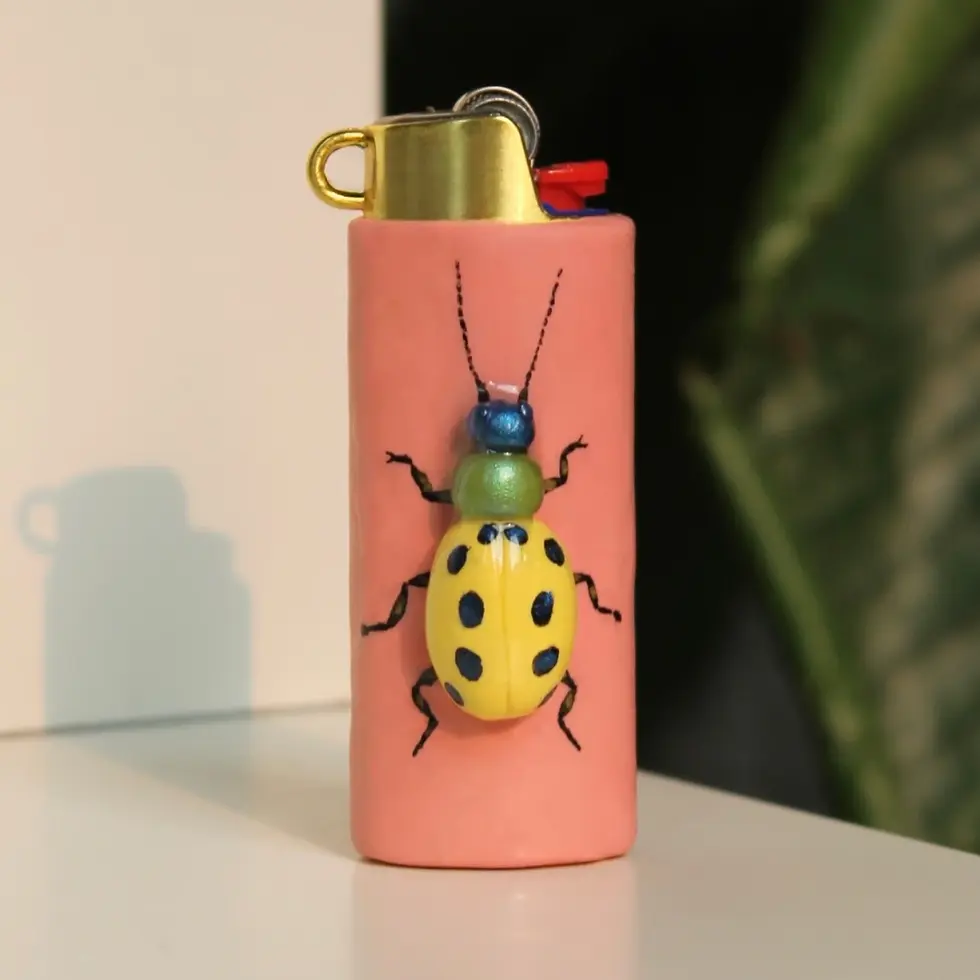 Thumbnail: yellow leaf beetle lighter case