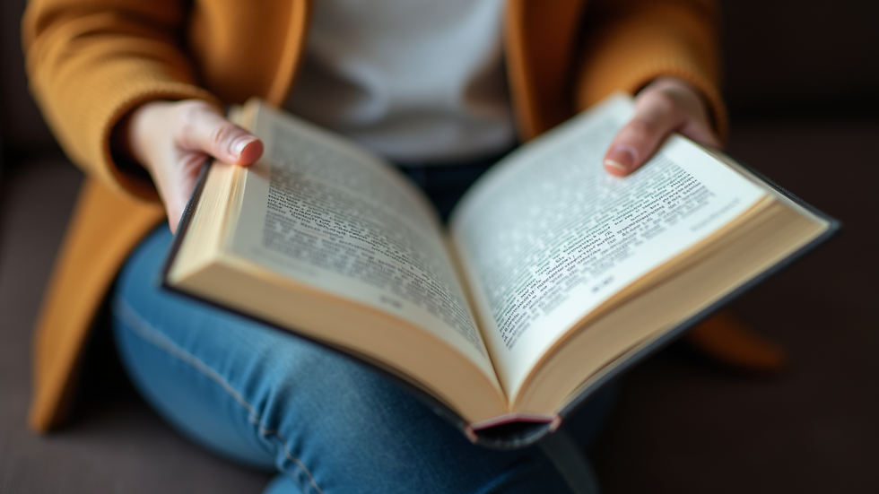 Eye-level view of a person reading a financial literacy book