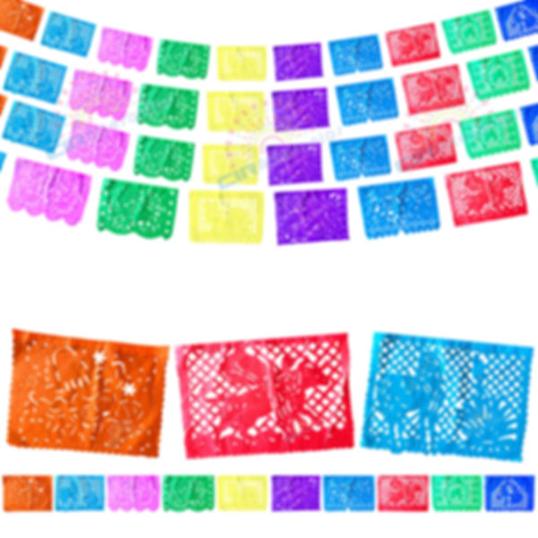 Paquete con 10 tiras de papel picado, Fiesta mexicana