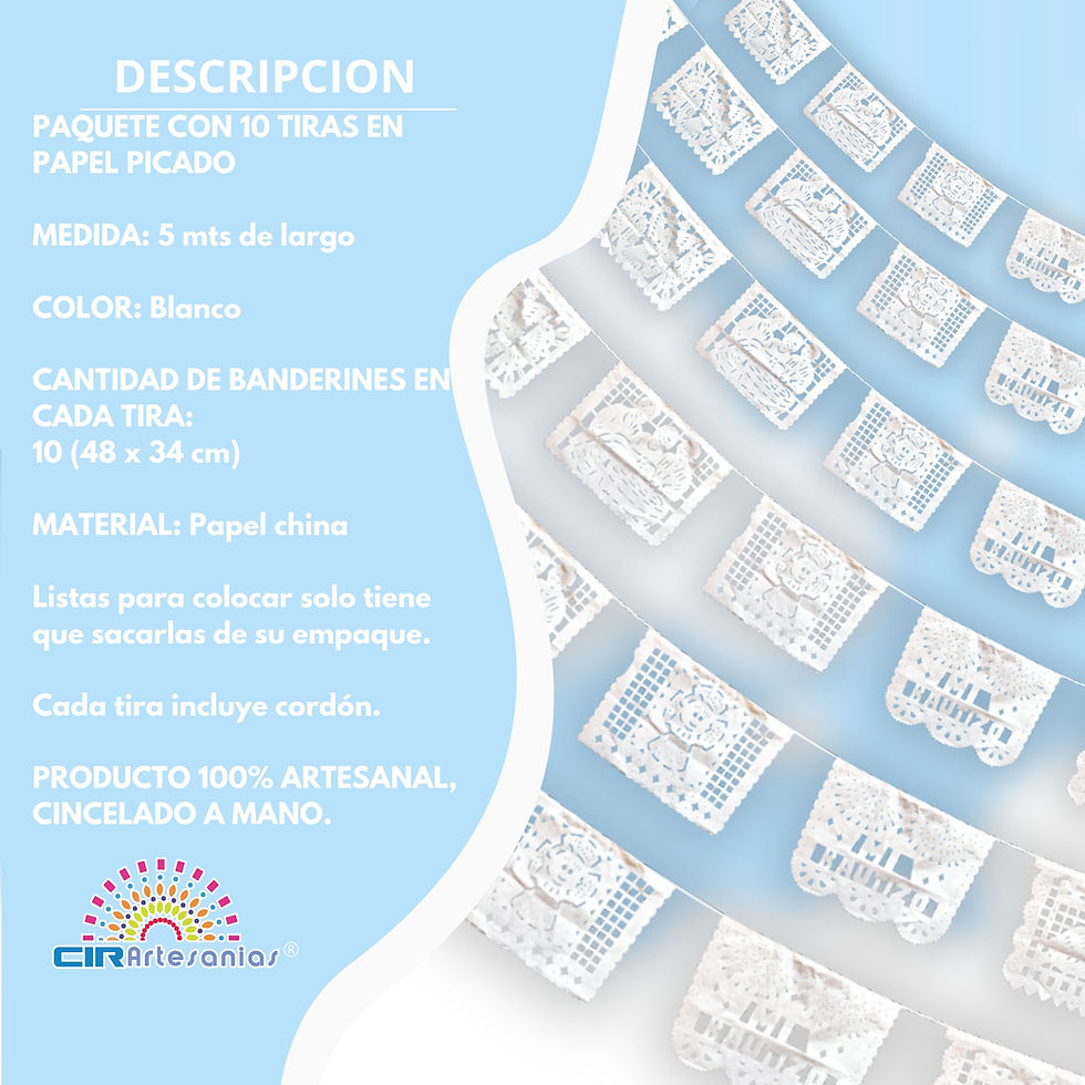Miniatura: Venta de papel picado bautizo blanco