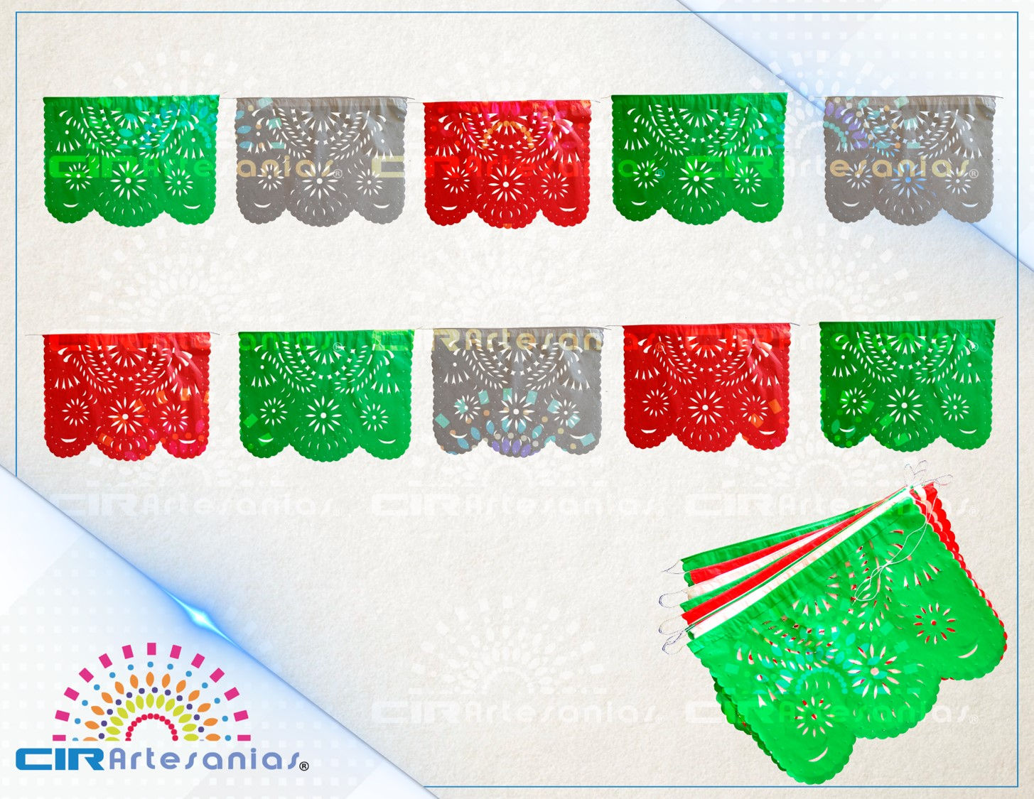 Pack with 10 strips of tricolor Abstract confetti