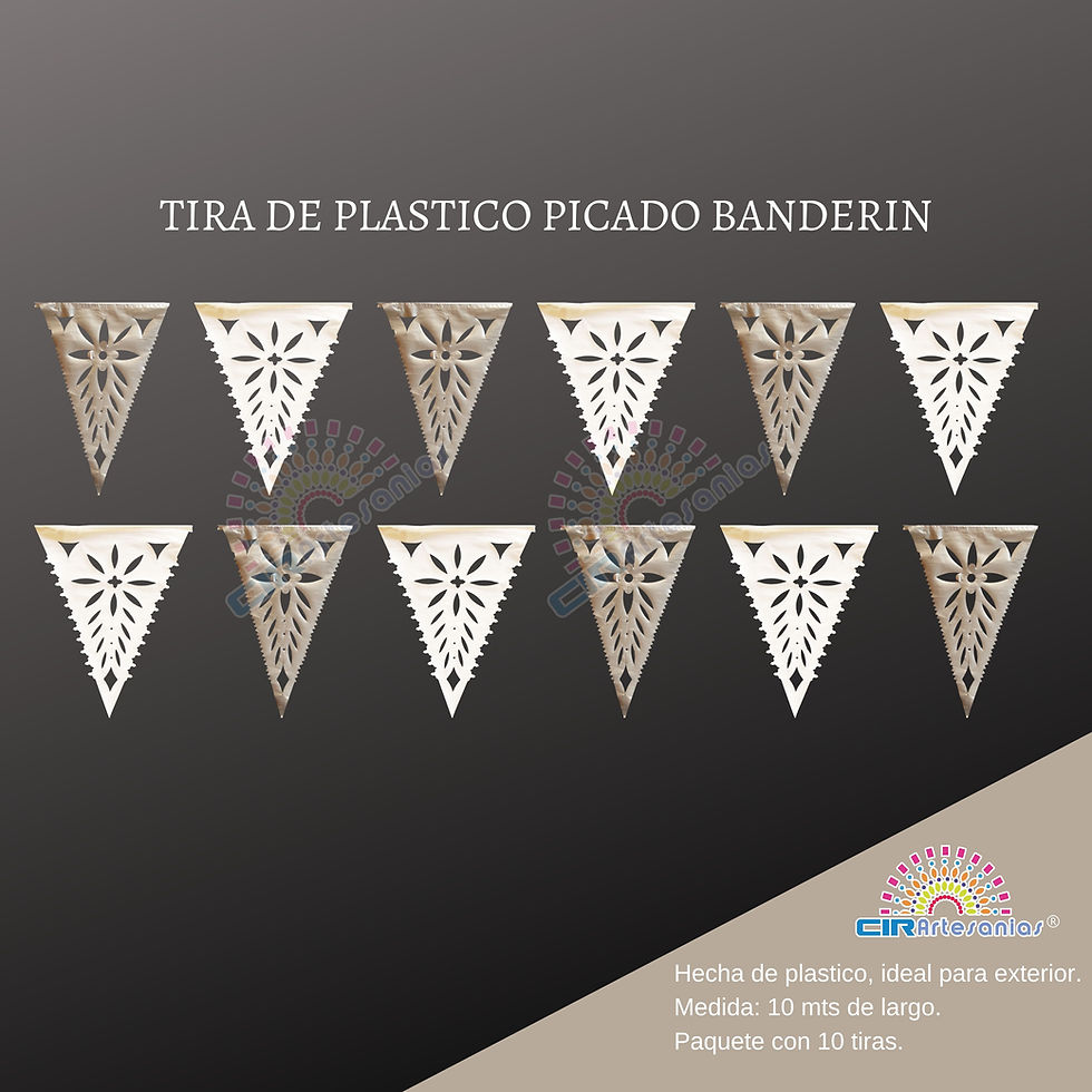 Miniatura: Venta de plástico picado banderines gris con blanco
