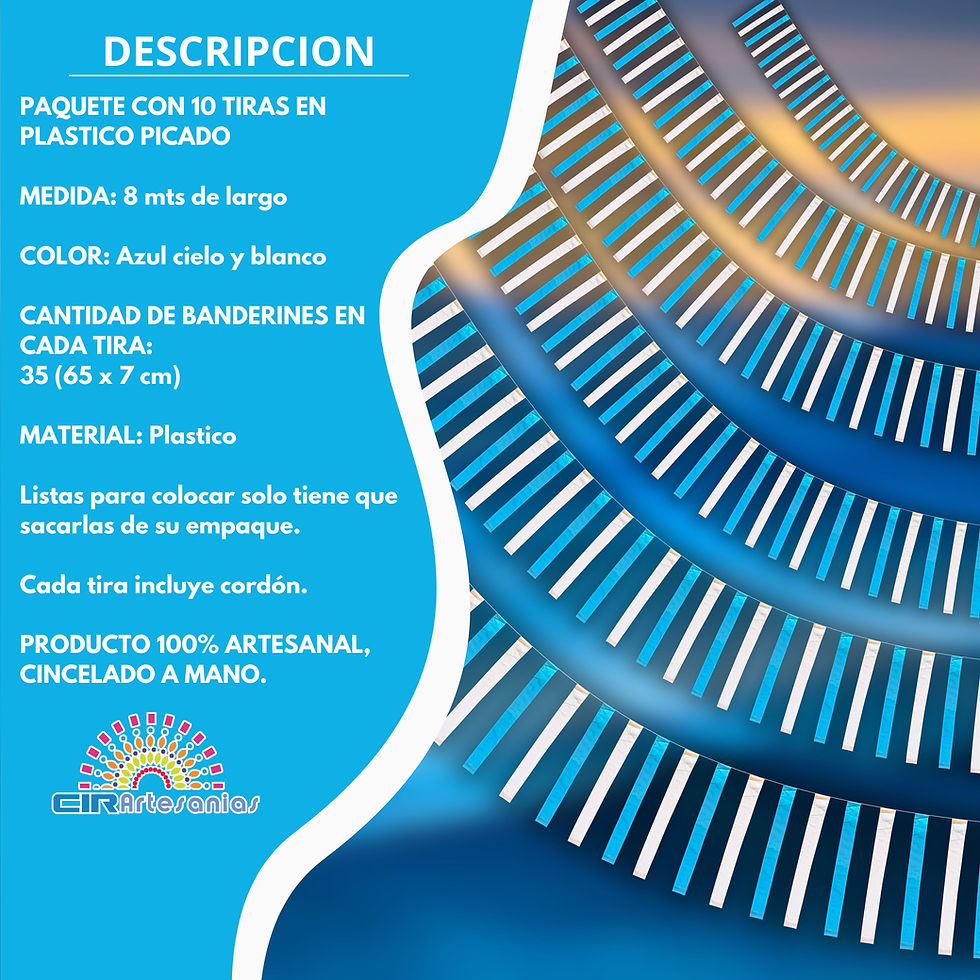 Miniatura: Descripción plástico picado lluvia azul con blanco