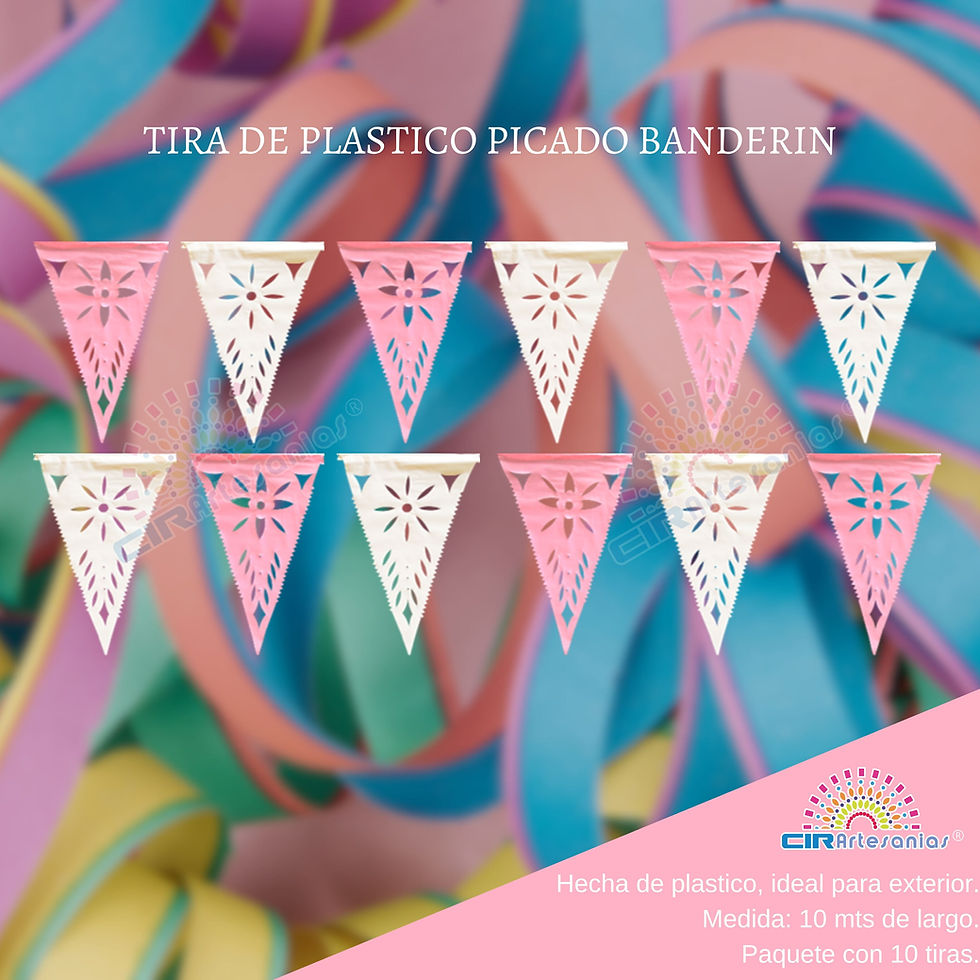 Miniatura: Venta de plástico picado banderines rosa pastel con blanco