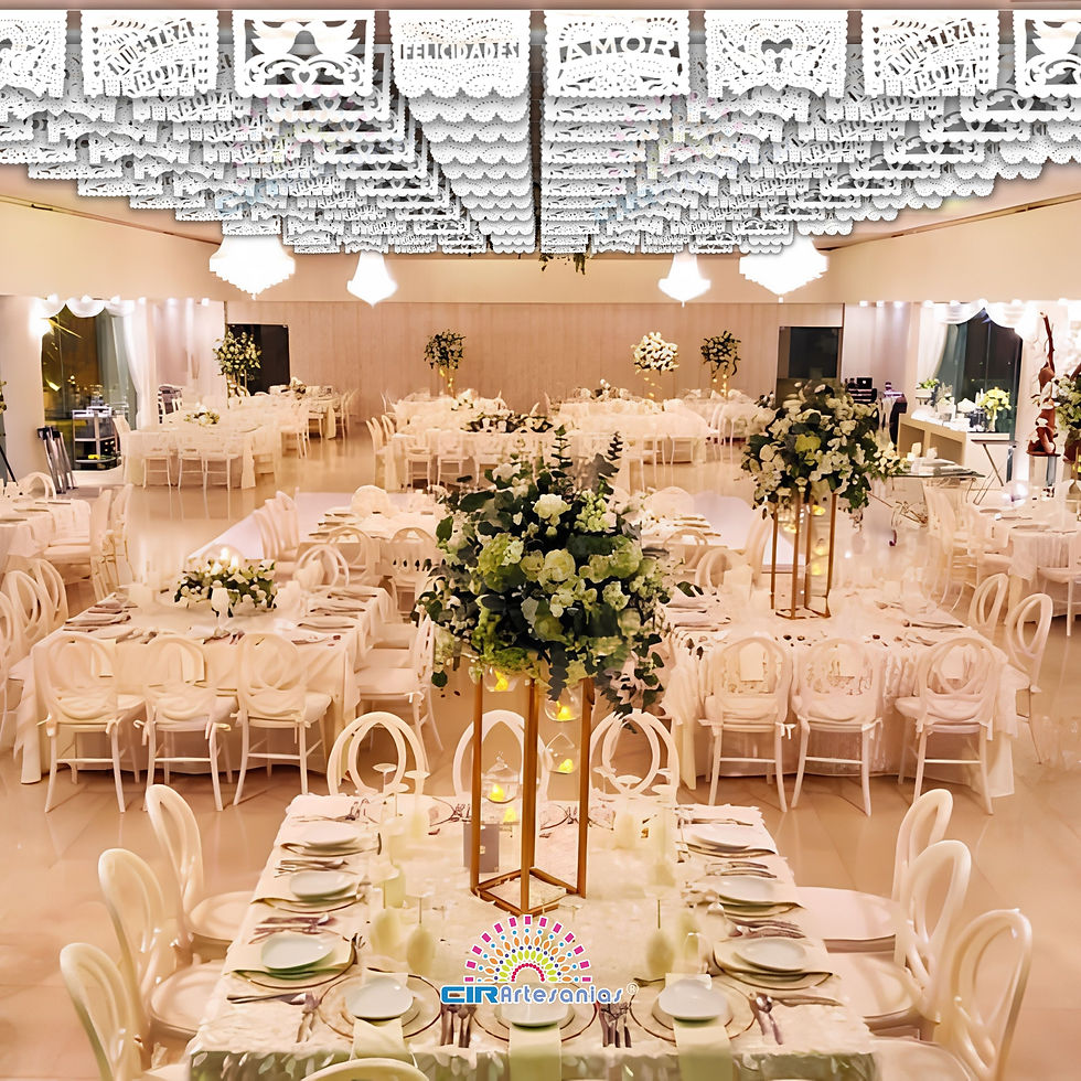 Decoración papel picado boda 1/4 blanco