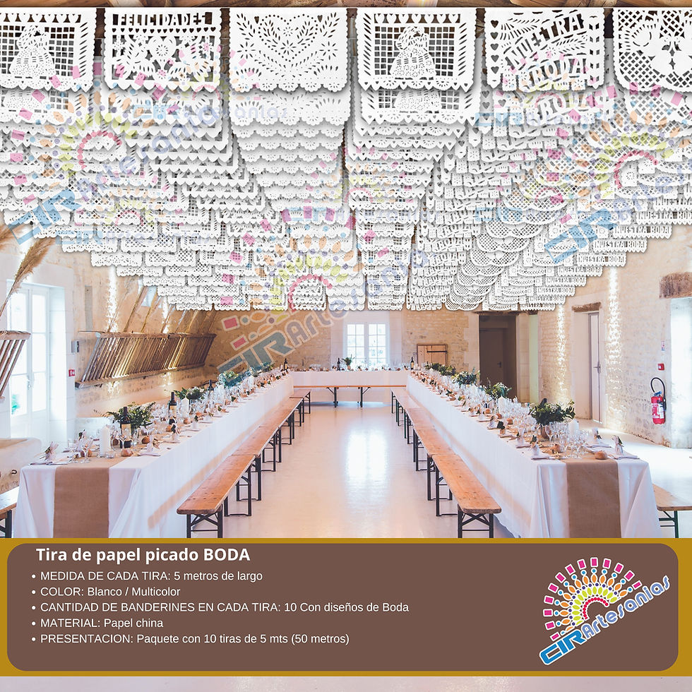 Miniatura: Papel picado BODA. Paquete con 10 Tiras