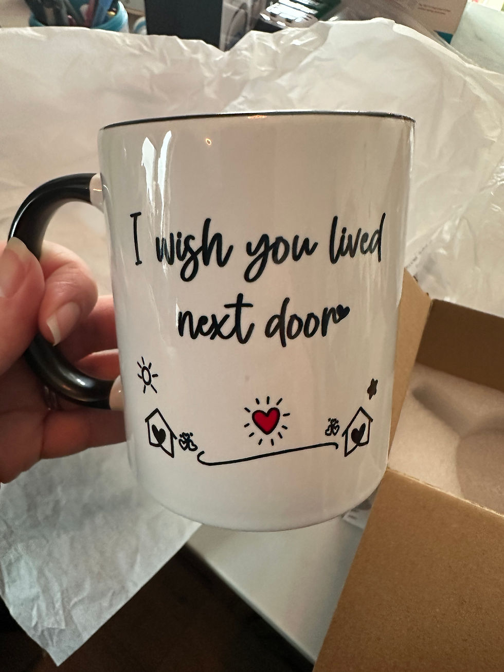 Bestie Gifts for Women: Unique Friendship Gifts - 'I Wish You Lived Next Door' Coffee Mug, Black