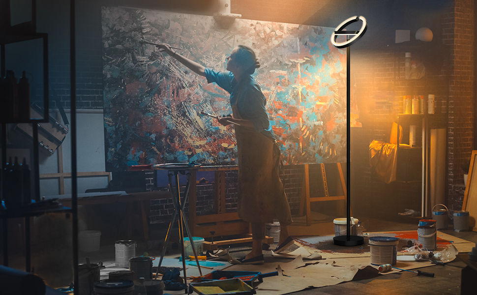 Miniaturbild: FIMEI 36W LED Floor Lamp, 1800LM Bright Rotatable Standing Lamp, Eye-Protecting