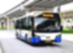 A blue and white GVB bus, one of the transportation options in the Netherlands.