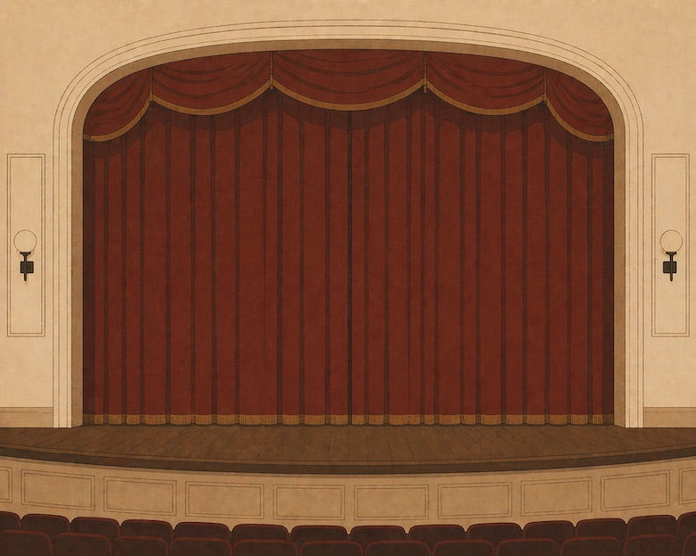 Closed red theater curtains for experiences in Amsterdam