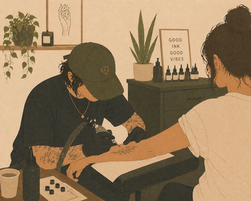 Artist giving a tattoo, unique experiences in Amsterdam.
