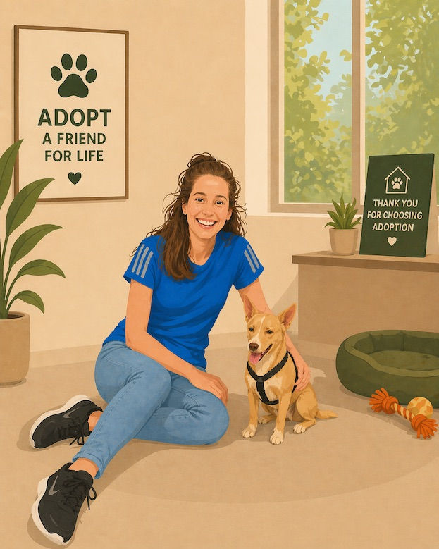 Woman with adopted dog and pet care experiences in Amsterdam