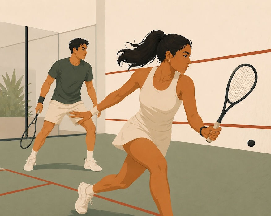 A man and woman playing squash experiences in Amsterdam.