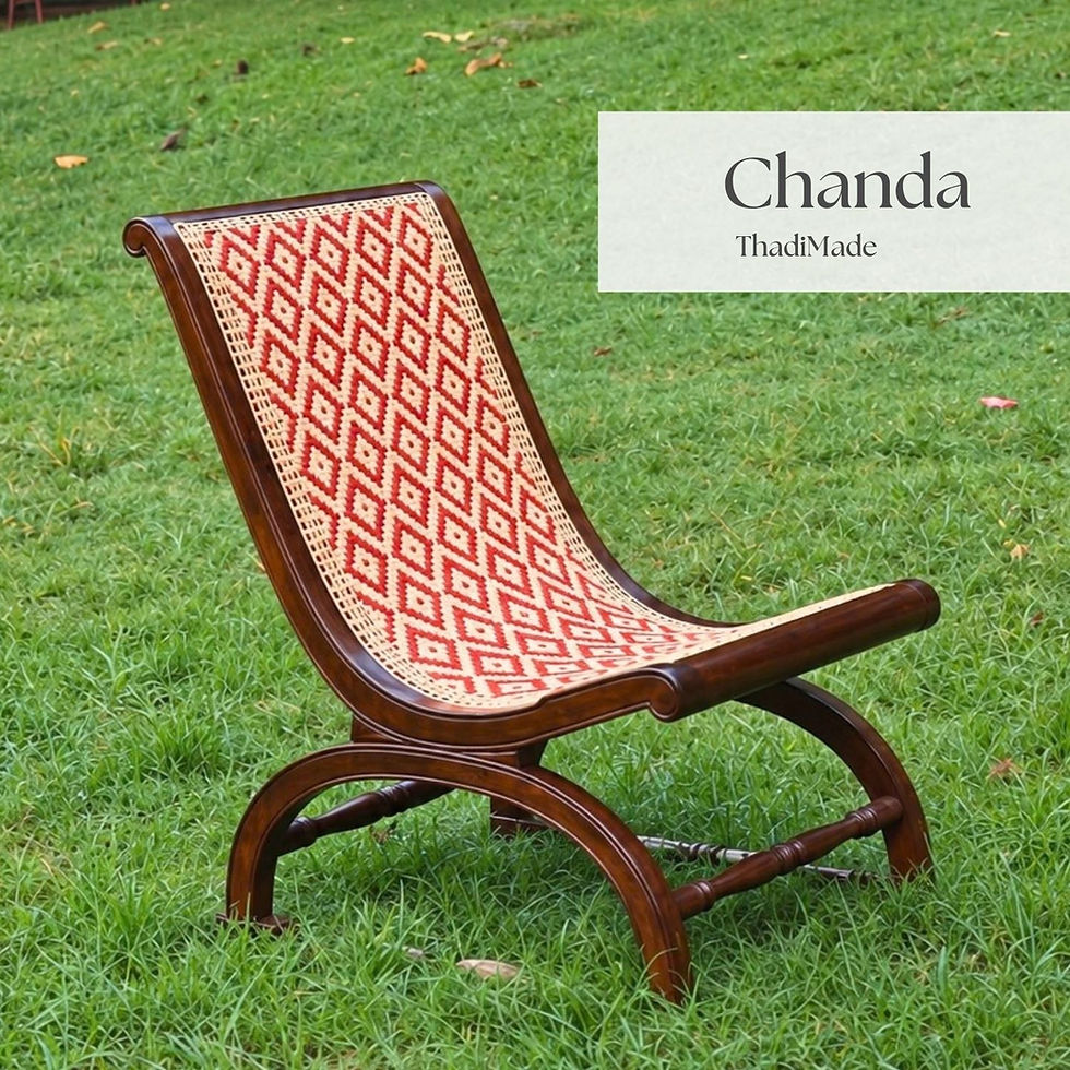 Chanda teak wood cane easy chair