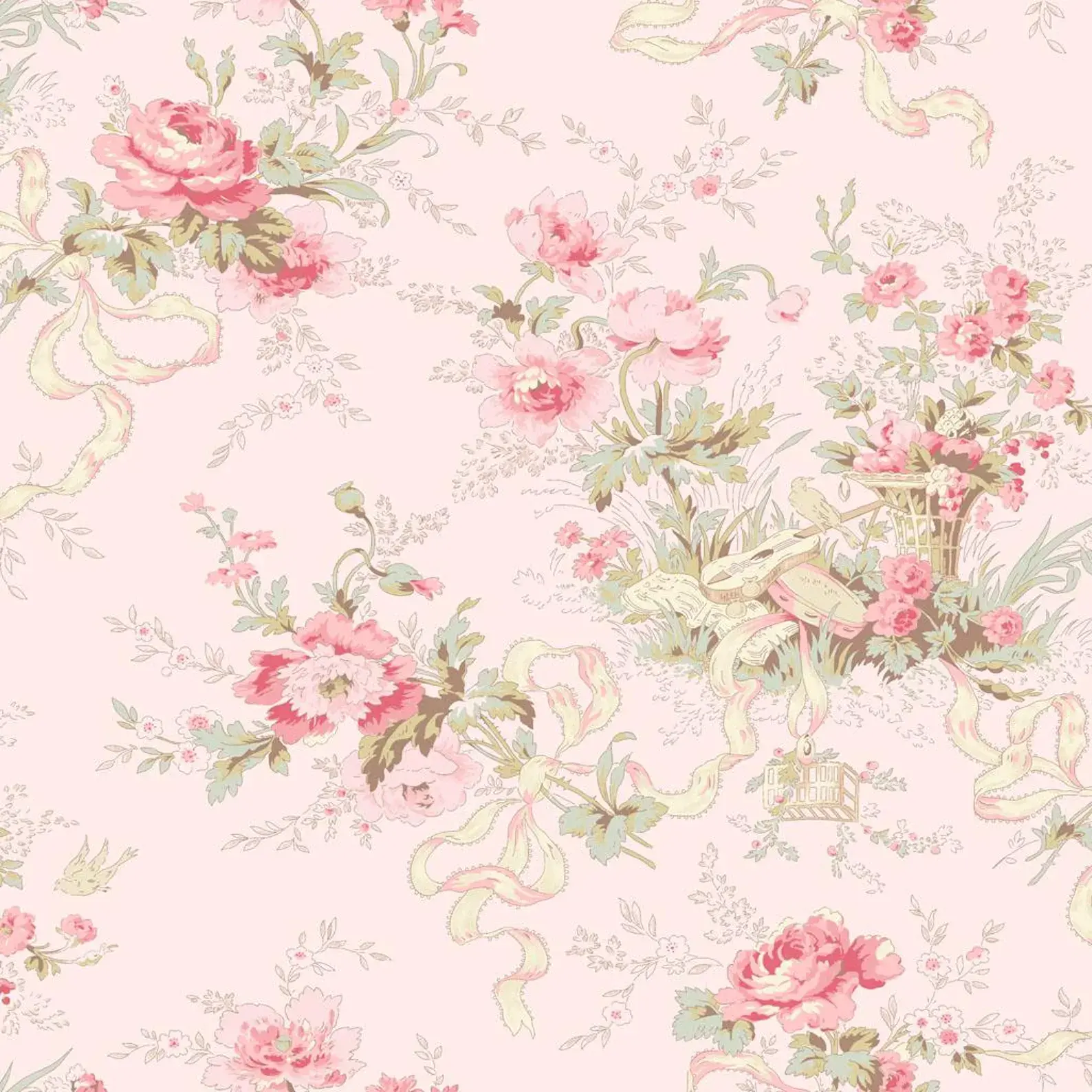 Charlotte Cottage Floral - Light Pink - Clothworks