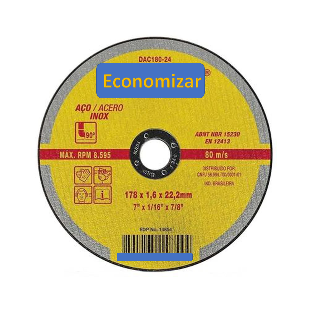 DISCO CORTE 7P 178X1,6X22,2 ACO/INOX