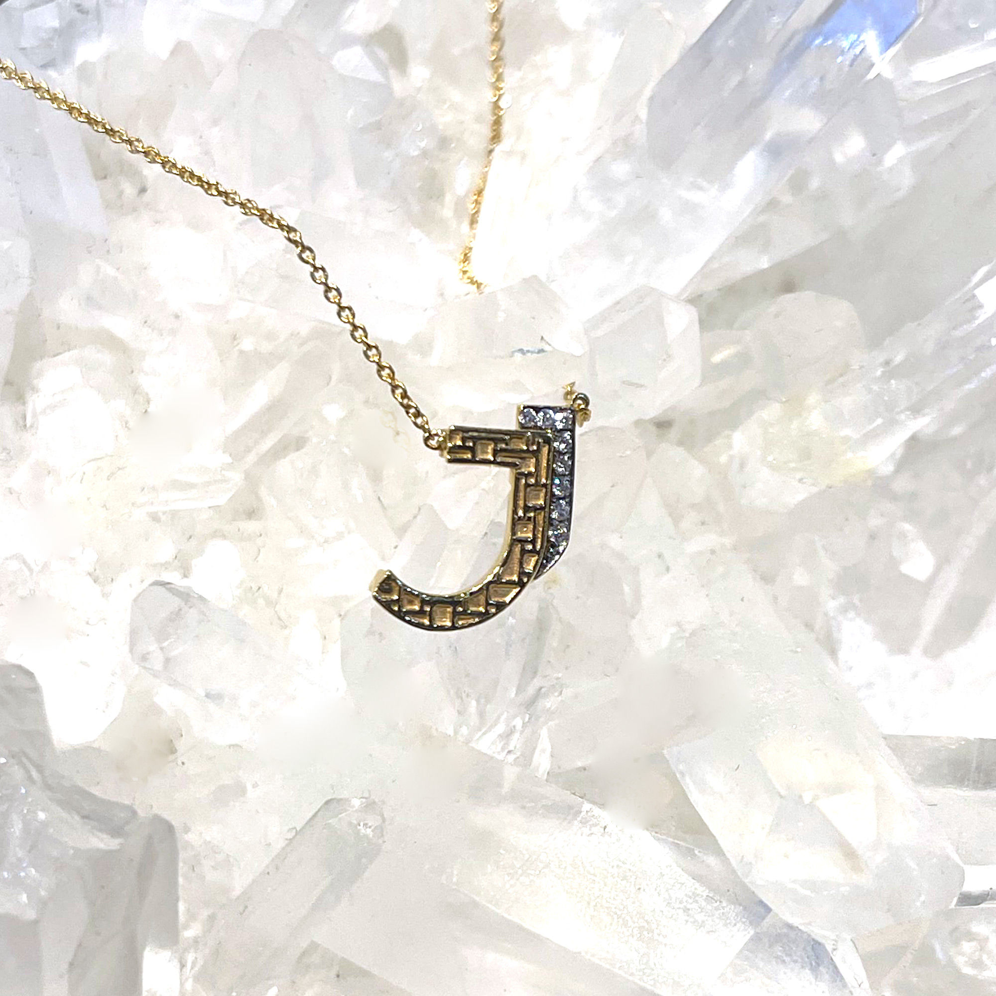 J Pendant with Diamonds