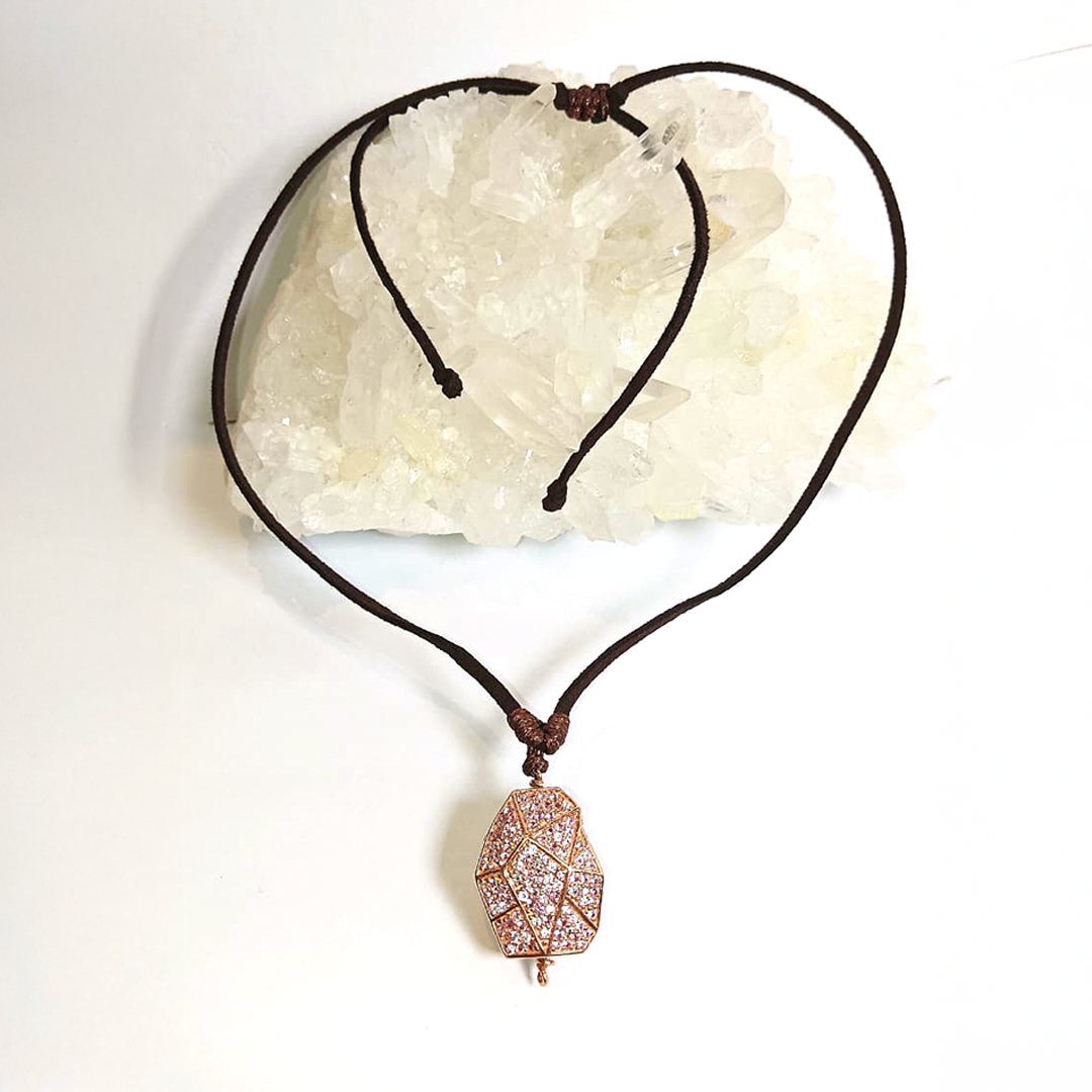 Pink Sapphire Egg Geo Bead Necklace