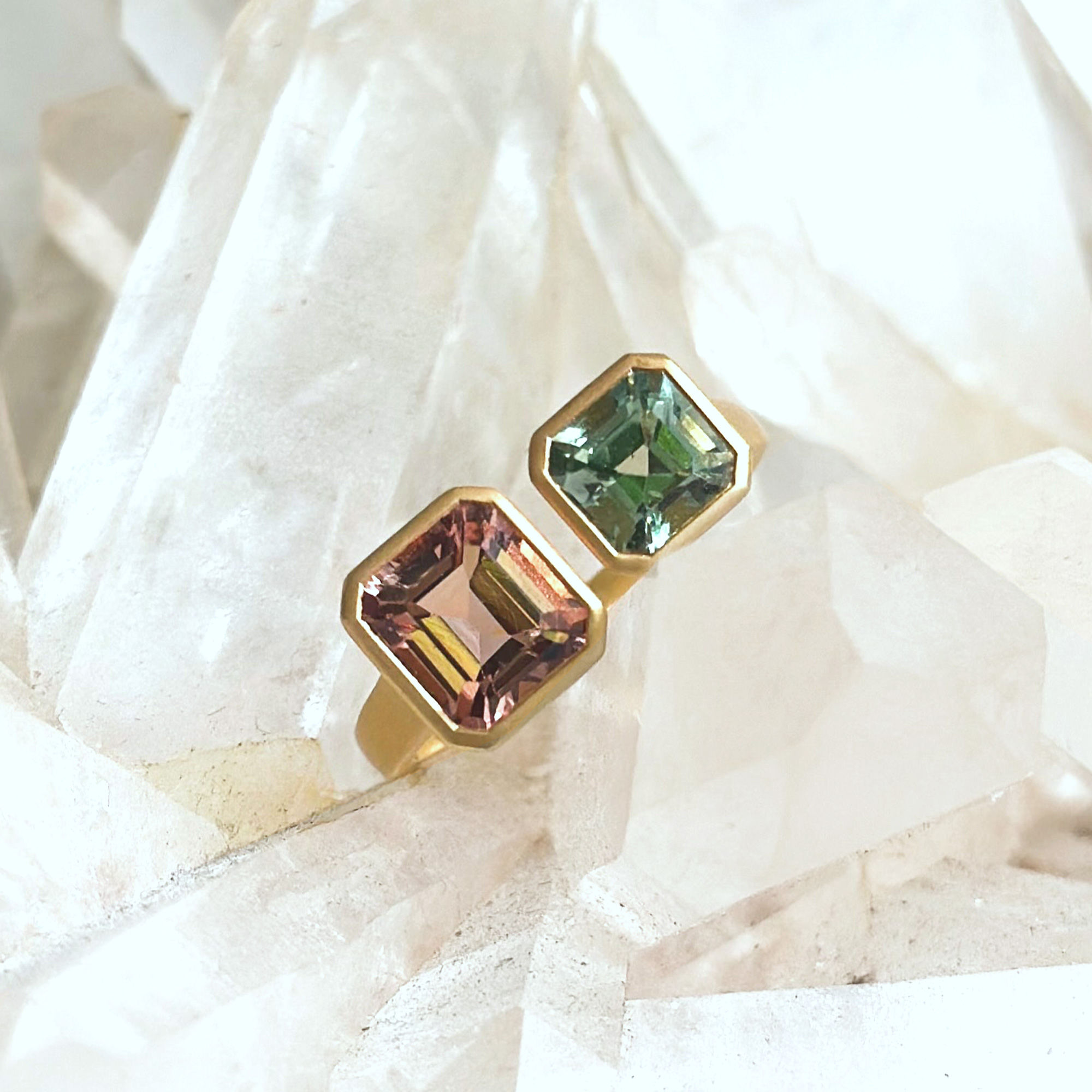 Multi-Tourmaline Emerald Cut Ring