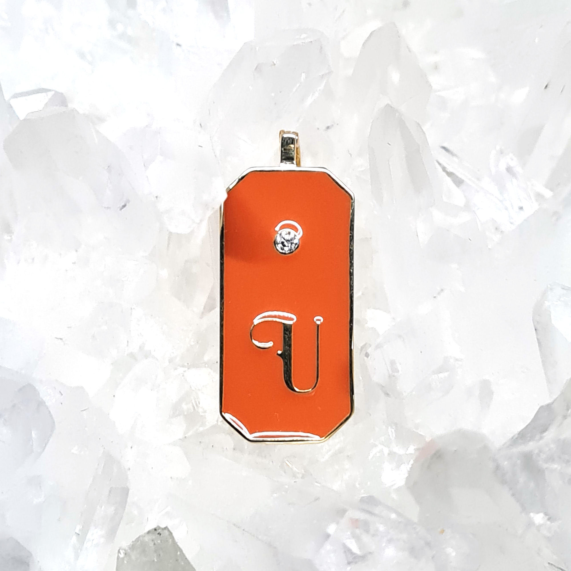 Carnelian Enamel U Pendant