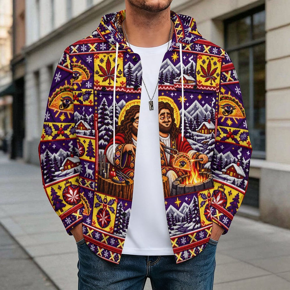 Thumbnail: Taco Jesus TacoTastic Ugly Sweater V5 secret Men's Long‑Sleeve Hooded Shirt Ja