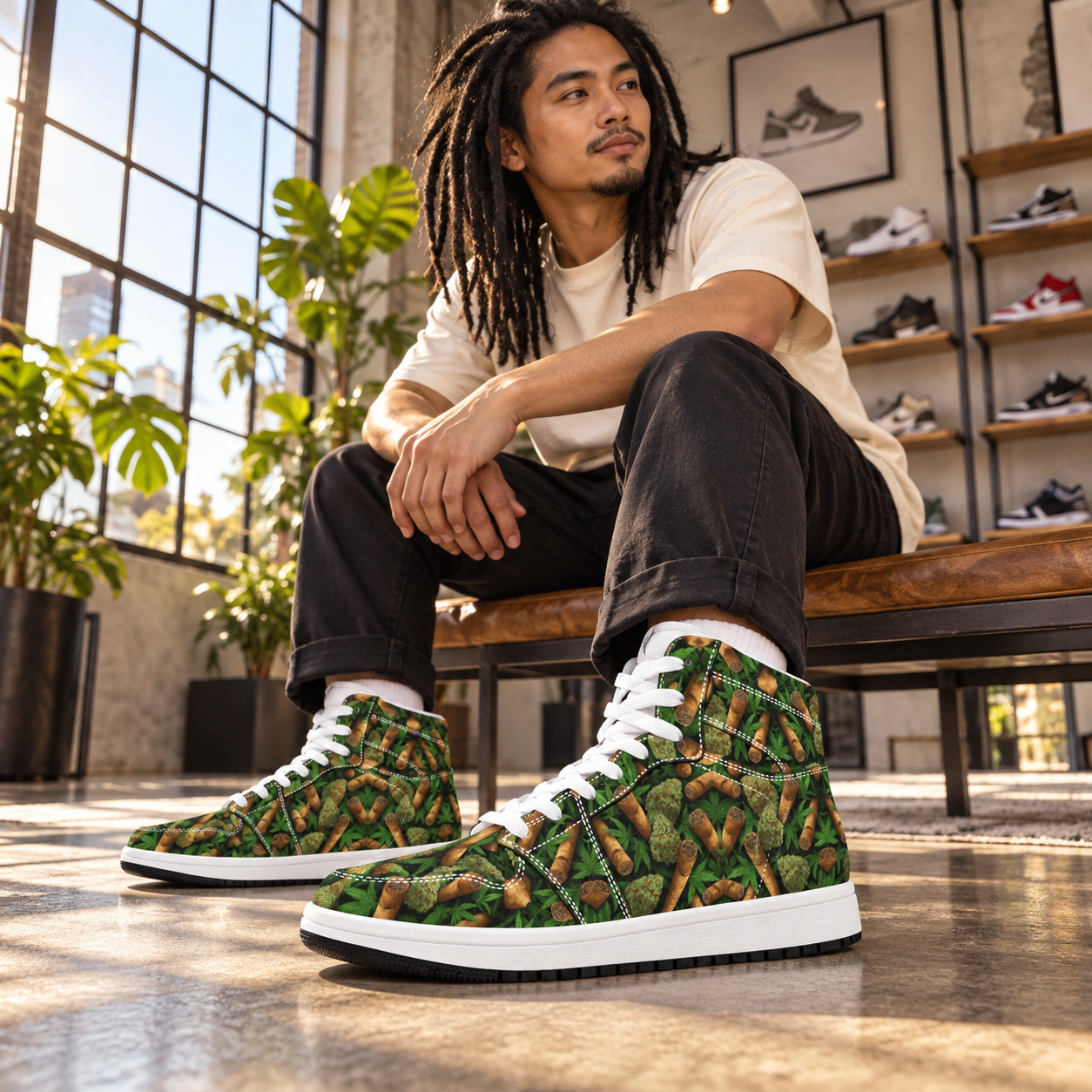 Bluntly Put High-Top Sneakers modeled lifestyle image
