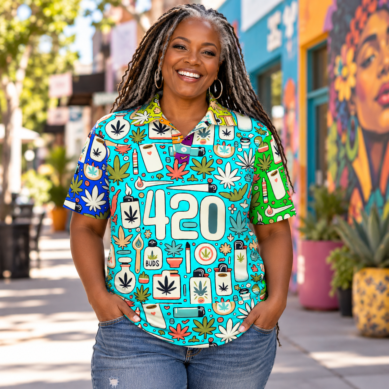 Electric 420 Icons Polo Shirt modeled lifestyle image