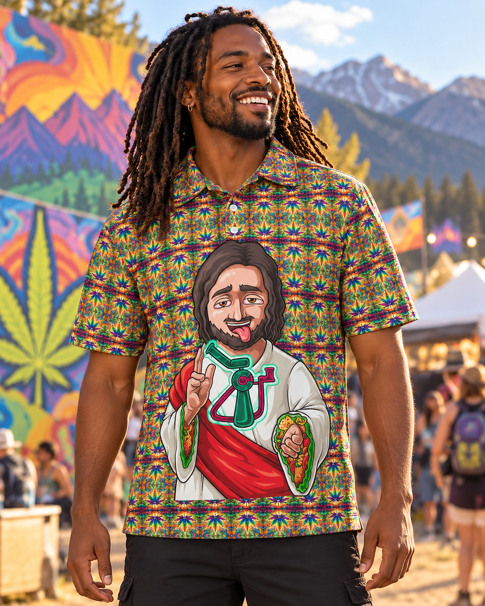 Taco Jesus Highentist Polo Shirt modeled lifestyle image